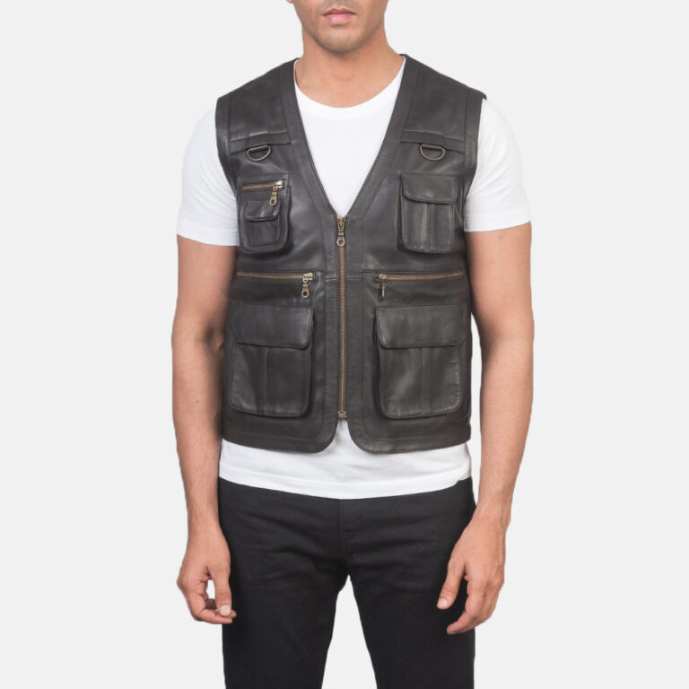 Mens Safari Brown Leather Vest_3702-5-1618225117472